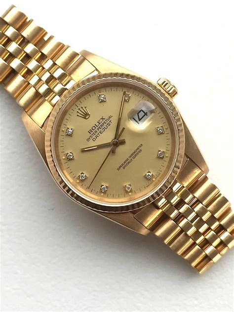 rolex datejust 18k yellow gold women& 39|oyster perpetual Datejust diamond bezel.